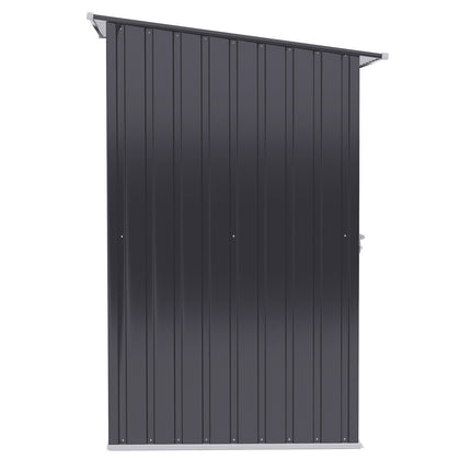 Dark gray metal garden tool shed, 1x1m galvanized steel