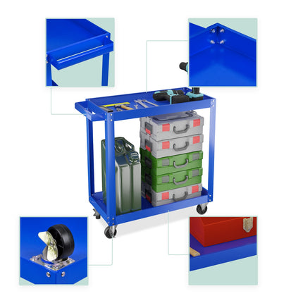 Tool trolley with 2 shelves