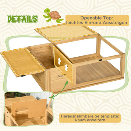 Tortoise Enclosure with Two Zones, Fir Wood, 91x60.5x32 cm