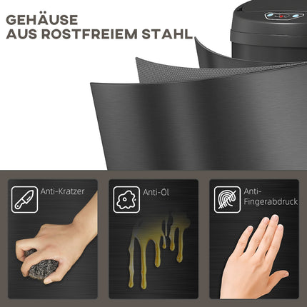 Touchless 30L Stainless Steel Sensor Bin, Soft-Close