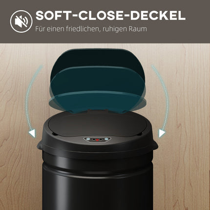 Touchless 30L Stainless Steel Sensor Bin, Soft-Close