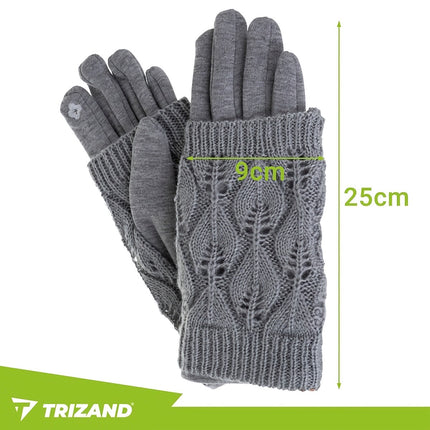 Touchscreen Winter Gloves with Removable Mitten Warmers, Grey, One Size
