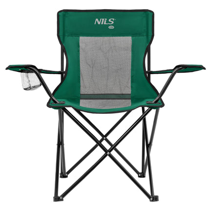 Tourist Chair, Green-Black, Foldable Camping Seat