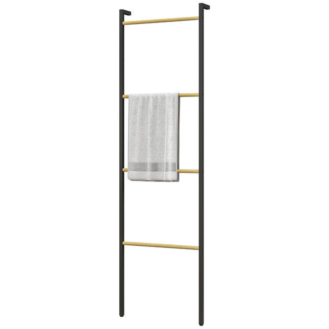 Towel ladder stand, 4-bar steel, space-saving black 49x167.5 cm