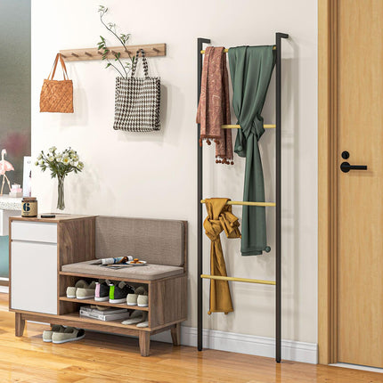 Towel ladder stand, 4-bar steel, space-saving black 49x167.5 cm