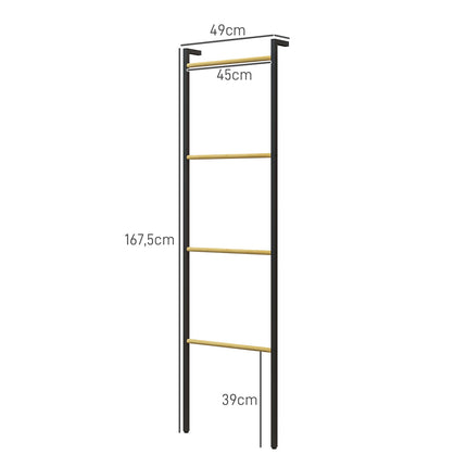 Towel ladder stand, 4-bar steel, space-saving black 49x167.5 cm