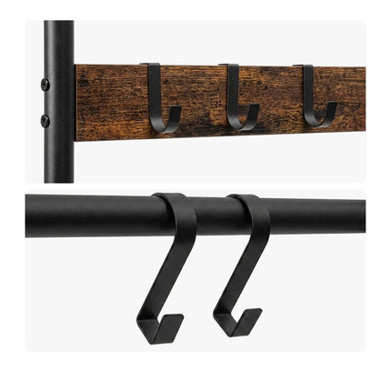 Towel Ladder with 4 Rungs & 5 Hooks – Brown, Steel & MDF