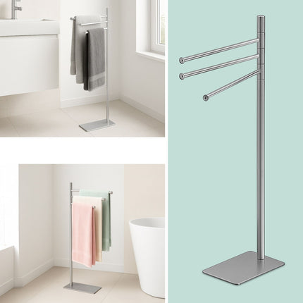 Towel Rack, 3 Bars, Stainless Steel, Freestanding