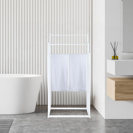 Towel Rack, 3 Rods – Metal and Bamboo Freestanding