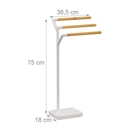 Towel Rack, Freestanding, 3 Rods, Bamboo Metal