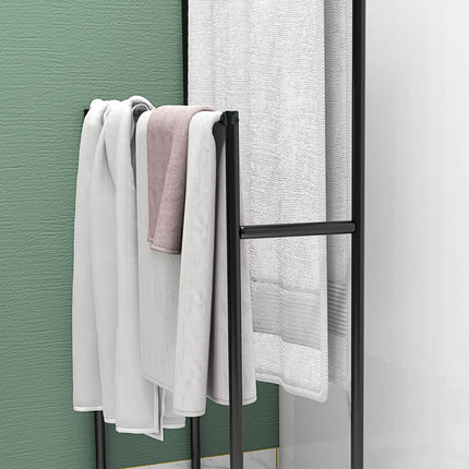 Freestanding towel rack in black metal, 2 rails, bathroom