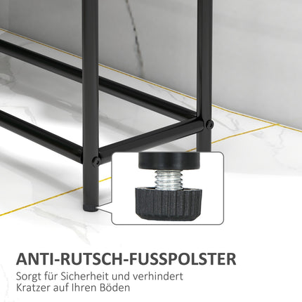 Freestanding towel rack in black metal, 2 rails, bathroom