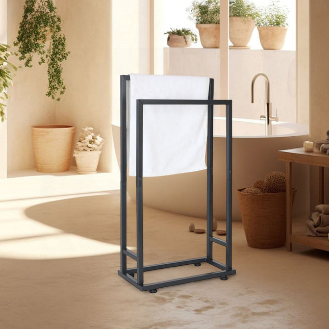 Towel Rack, Metal, 2 Rods, Freestanding
