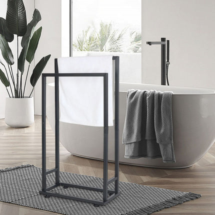 Towel Rack, Metal, 2 Rods, Freestanding