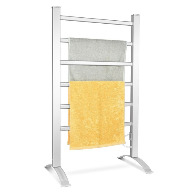Towel Rack Multifunctional Electric Towel Warmer with 6 Bars Silver