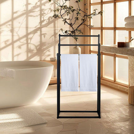 Towel Rack with 3 Metal Rods – Freestanding Design
