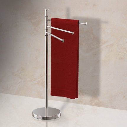 Towel Rack with 3 Swivelling Bars, Stainless Steel