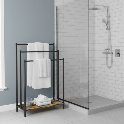 Towel Rack with Shelf, Freestanding, Metal Frame