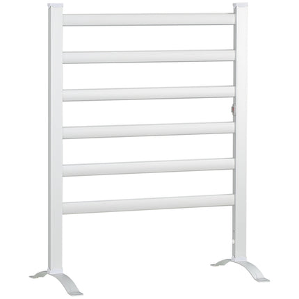 Electric towel rail, 6 rods, white aluminium, bathroom