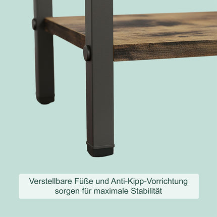 Towel Stand with Shelf – Metal Frame, Wood-Effect Finish