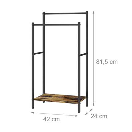 Towel Stand with Shelf – Metal Frame, Wood-Effect Finish