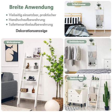 Towel holder 4-tier wooden ceiling ladder 50 x 7.5 x 137 cm white