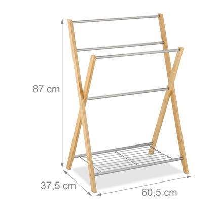 Towel holder with bamboo shelf