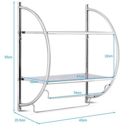 Towel rack bathroom wall towel rack bathroom shelf silver 45 x 25.5 x 55 cm metal