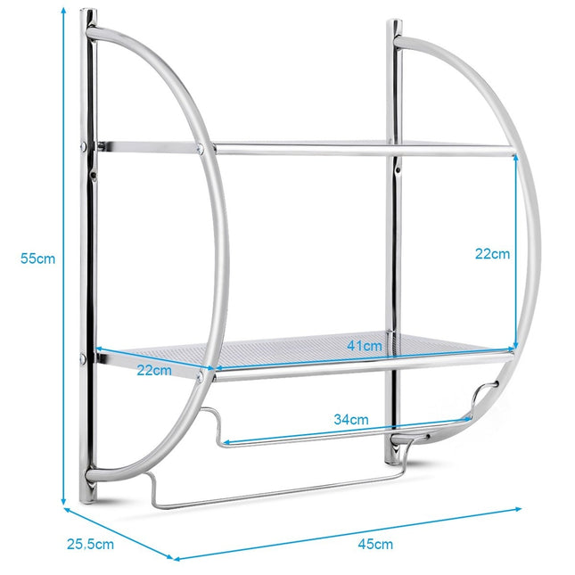 Towel rack bathroom wall towel rack bathroom shelf silver 45 x 25.5 x 55 cm metal