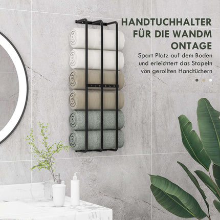 Wall-mounted metal towel rack for 6 large bath towels