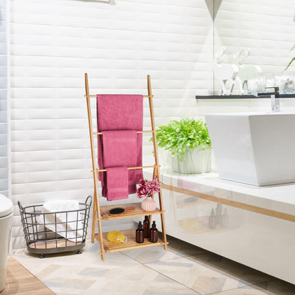 Towel rack with 2 shelves