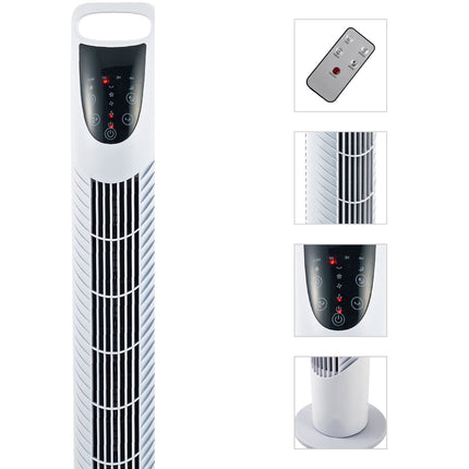 Tower Fan, 3 Modes, Quiet Operation, Timer, Remote, White