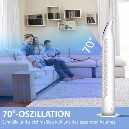 Tower Fan, 3 Modes, Quiet Operation, Timer, Remote, White