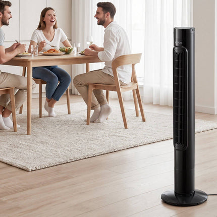 Tower Fan, 50 Oscillating, Remote, 7.5-Hour Timer