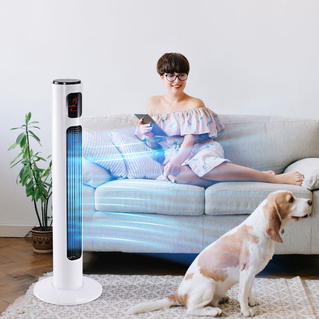 Oscillating tower fan, 96 cm height, 3 positions, 45W power
