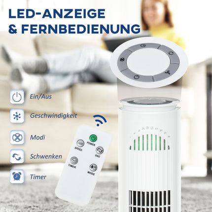Tower fan with 70° oscillation, 77 cm, 45W, 3 speeds
