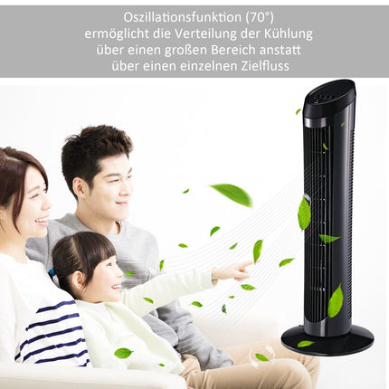 Tower pedestal fan, 3 speeds, 70° oscillation, 45W, black