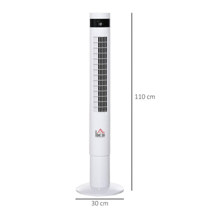 Tower fan with remote control, 85° oscillation, 3 speeds, white