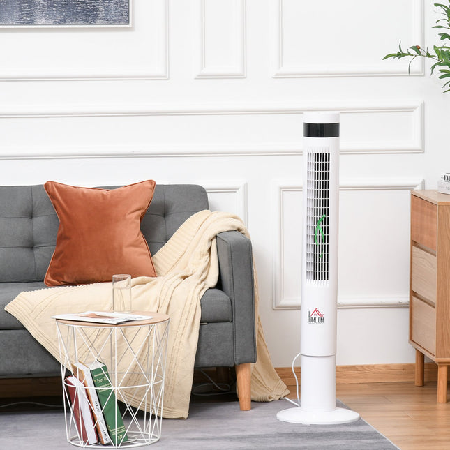Tower fan with remote control, 85° oscillation, 3 speeds, white