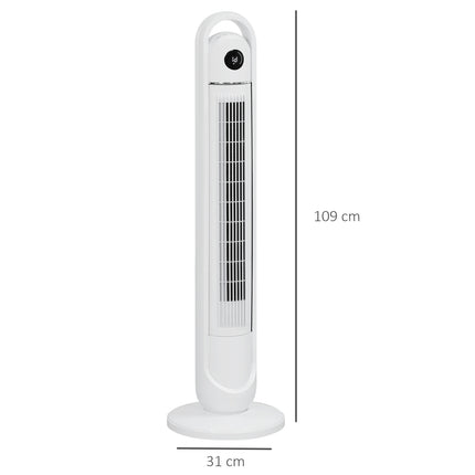 Tower fan with remote control, 3 speeds, 24H timer, LCD screen