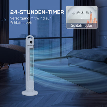 Tower fan with remote control, 3 speeds, 24H timer, LCD screen