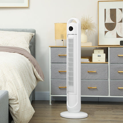 Tower fan with remote control, 3 speeds, 24H timer, LCD screen