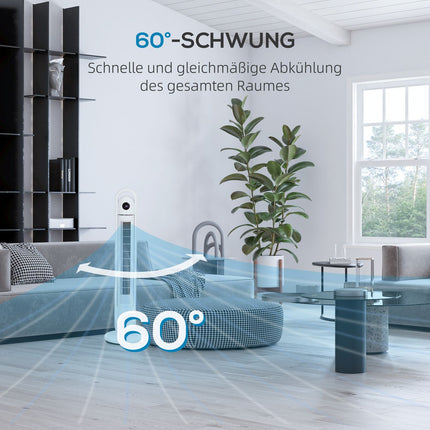 Tower fan with remote control, 3 speeds, 24H timer, LCD screen