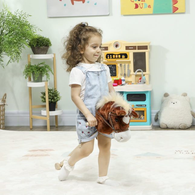 Toy Hobby Horse with Sound, Wheels, for Kids 24+ Months