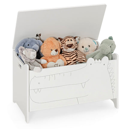 Toy box with safety hinge wooden chest for children white