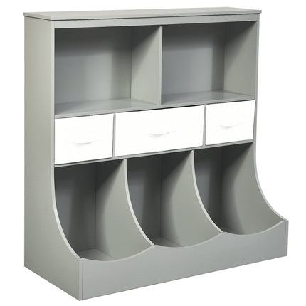 Toy shelf with 5 compartments & 3 drawers children's shelf toy organizer 93 x 40 x 94 cm gray
