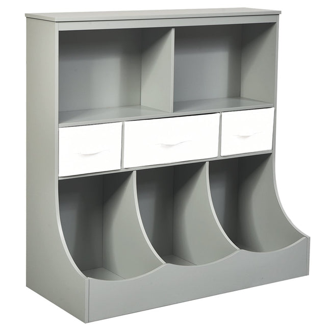 Toy shelf with 5 compartments & 3 drawers children's shelf toy organizer 93 x 40 x 94 cm gray