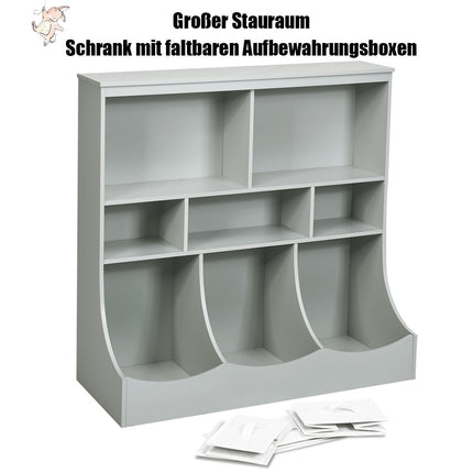 Toy shelf with 5 compartments & 3 drawers children's shelf toy organizer 93 x 40 x 94 cm gray