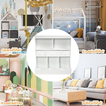 Toy shelf with 5 compartments & 3 drawers children's shelf toy organizer 93 x 40 x 94 cm white