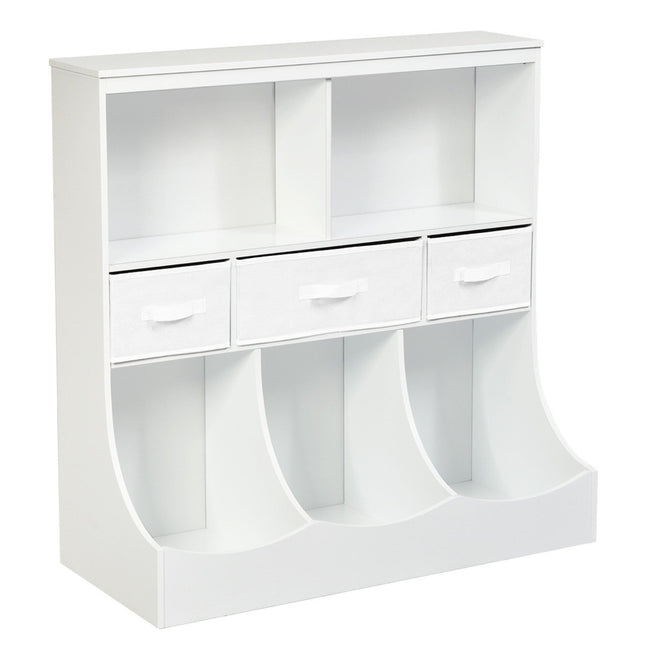 Toy shelf with 5 compartments & 3 drawers children's shelf toy organizer 93 x 40 x 94 cm white